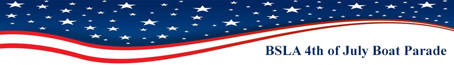 flag announcing 4th of July boat parade